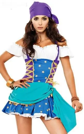 

Plus Size Sexy Pirate Costumes Gypsy Costume Exotic Apparel Women Halloween Costume Drop Shipping Fast