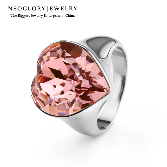 Neoglory Австрийский Хрустальное сердце любовь дизайнер палец ringsfor Для женщин jewelry