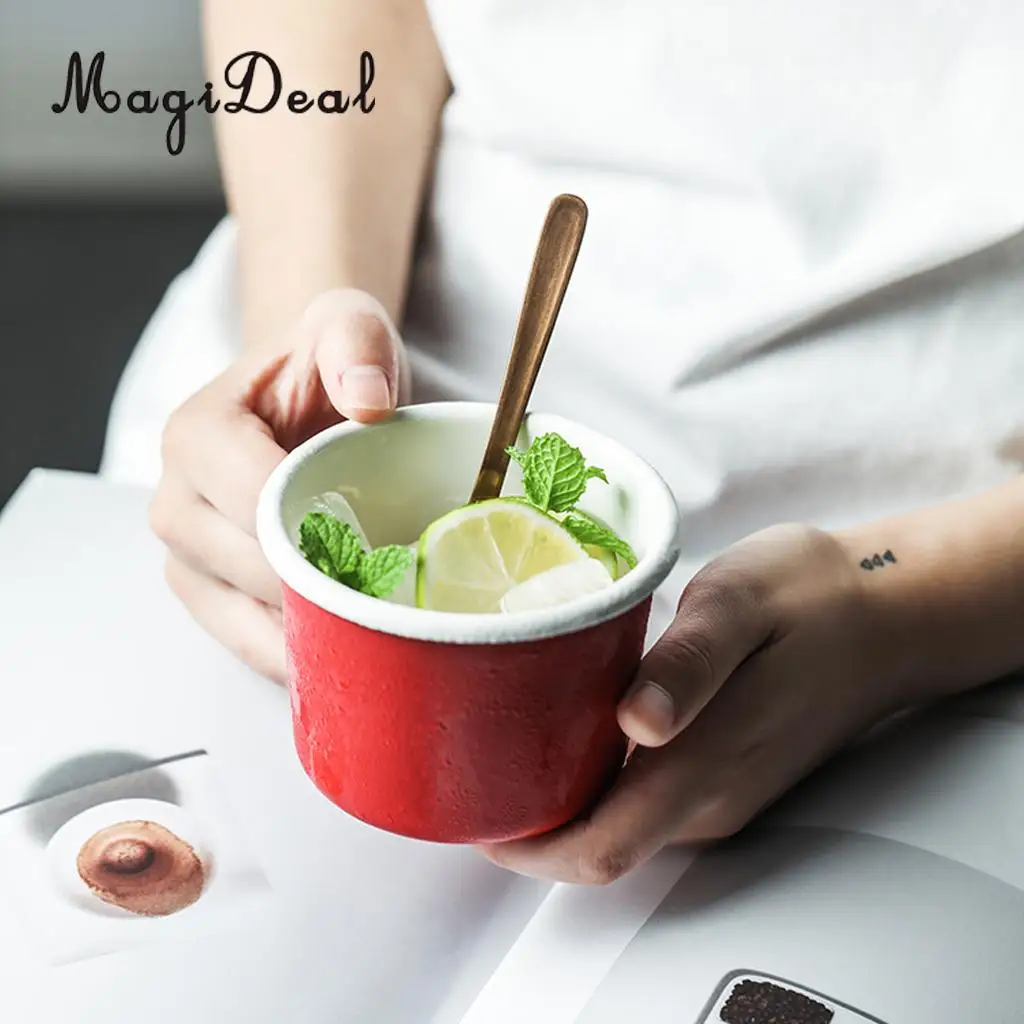 MagiDeal, 400 мл, эмалированные чашки, кружка, металлическая чашка, походные кадеты для пикника, винтажный стиль, 2 цвета на выбор