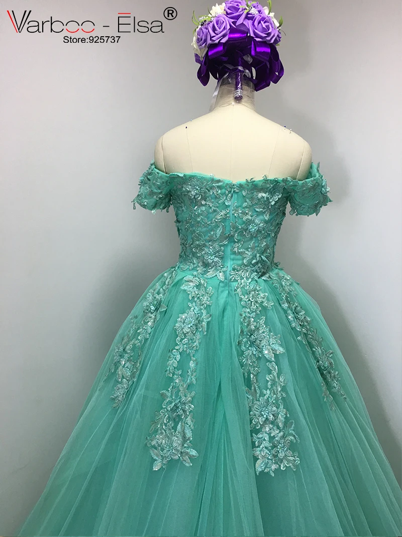 VARBOO_ELSA 2018 vestido de festa мятно зеленые фатиновые вечерние платья длинная блестящая