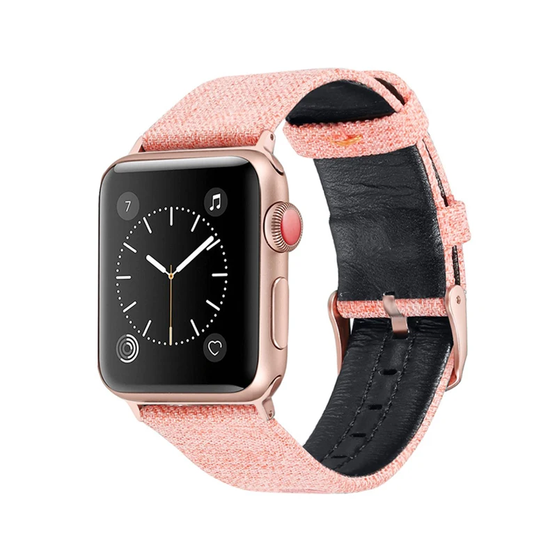 Ремешок из натуральной кожи для apple watch band 44 мм 40 42 38 тканевый браслет iwatch pulseira