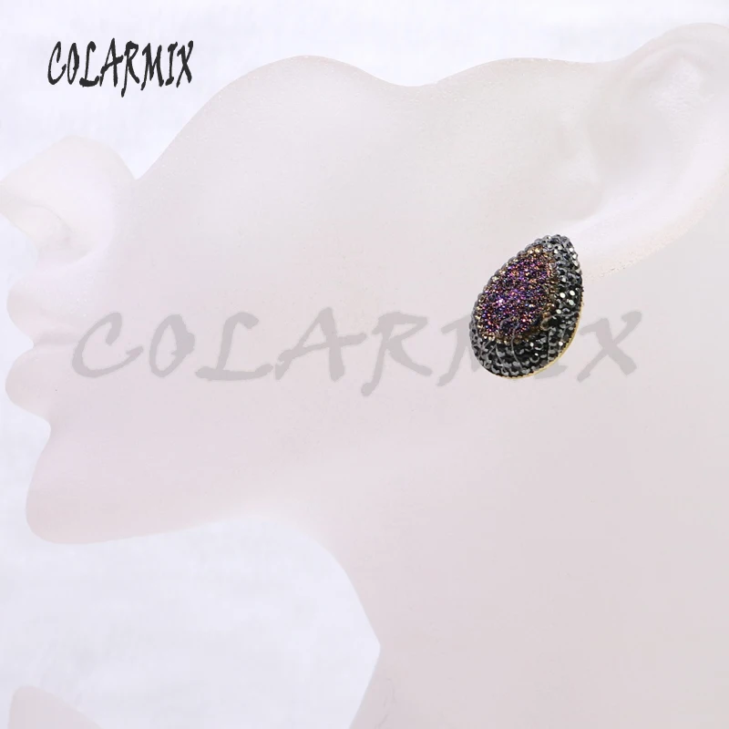 10 пар серьги-гвоздики druzy, серьги-капли с камнем, смешанные цвета, имитация druzy, опт, ювелирные изделия, драгоценные камни, ювелирные изделия для женщин 7021