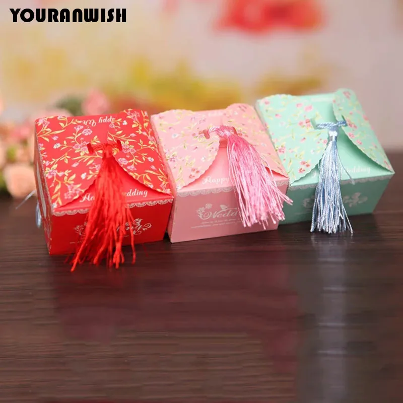 YOURANWISH Новый кисточкой Дизайн Свадебные цветы конфеты коробка шоколад упаковка