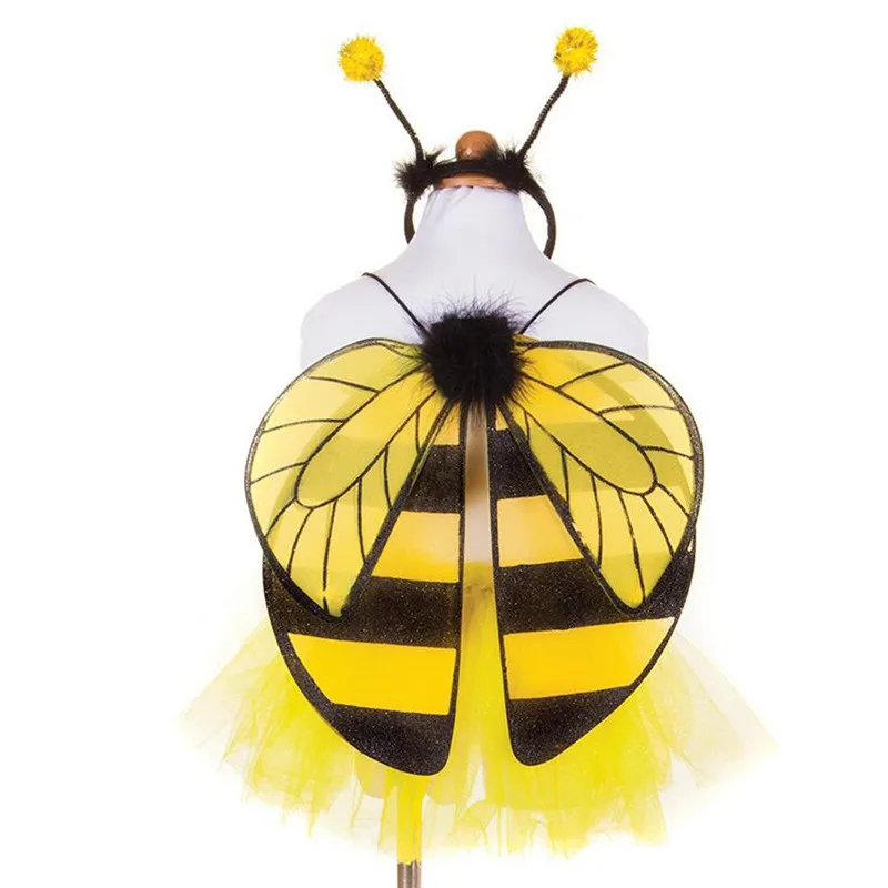 Yellow Bee Wing Headband Kids Children Girls Princess Performance Cosplay Costume Props Birthday Party Dress Decor Halloween|Реквизит для