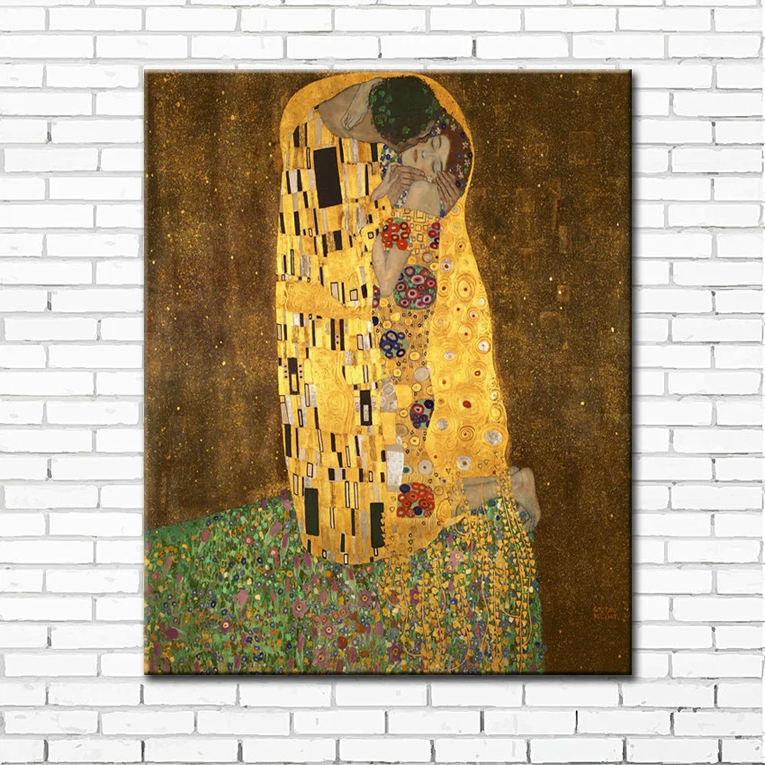 Бесплатная доставка австрийская картина Gustav Klimt Kiss абстрактная маслом на холсте