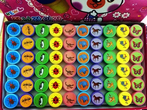 

6pcs Kids Animal Ladybird Horse Dog Elephant Butterfly Cartoon Stamp Children Custom Plastic Rubber Self Inking Stampers Toys