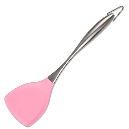 Turner Pink Розничная, 1 шт., розовый/черный, нержавеющая сталь, ручка, силиконовый инструмент для приготовления пищи, взбиватель для яиц, ложка, лопатка, Тернер, кухонная утварь, кухонная утварь - Цвет: Turner Pink