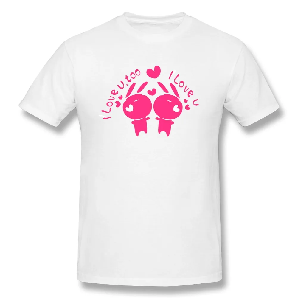 Best Sell O-Neck Men T Shirt I love you txt Bunny Printed Shirts Men's | Мужская одежда