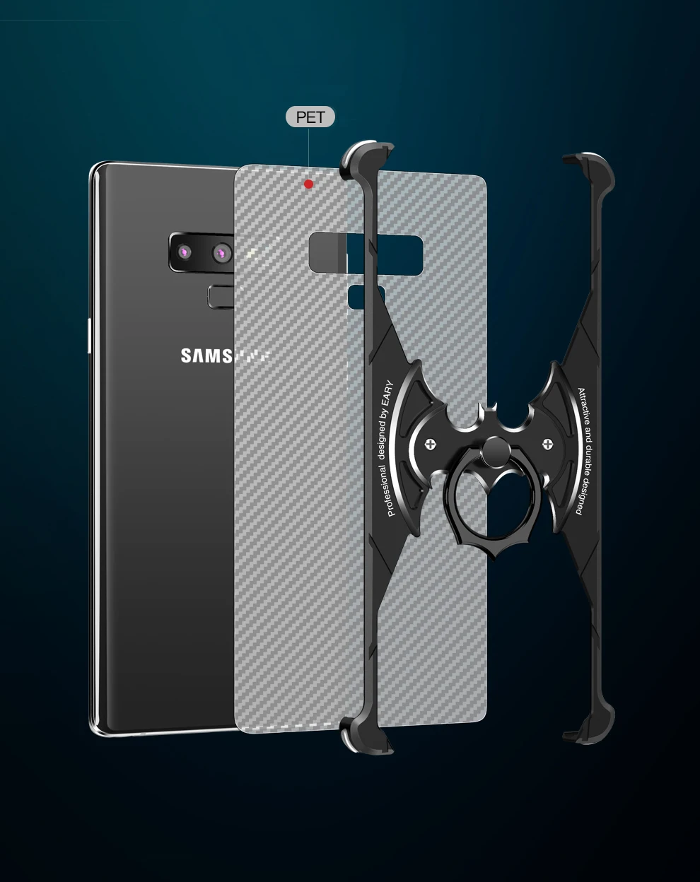 Роскошный металлический чехол в форме летучей мыши для samsung Galaxy Note 9, чехол, защита от ударов, чехол-бампер для samsung Galaxy Note 9, чехол