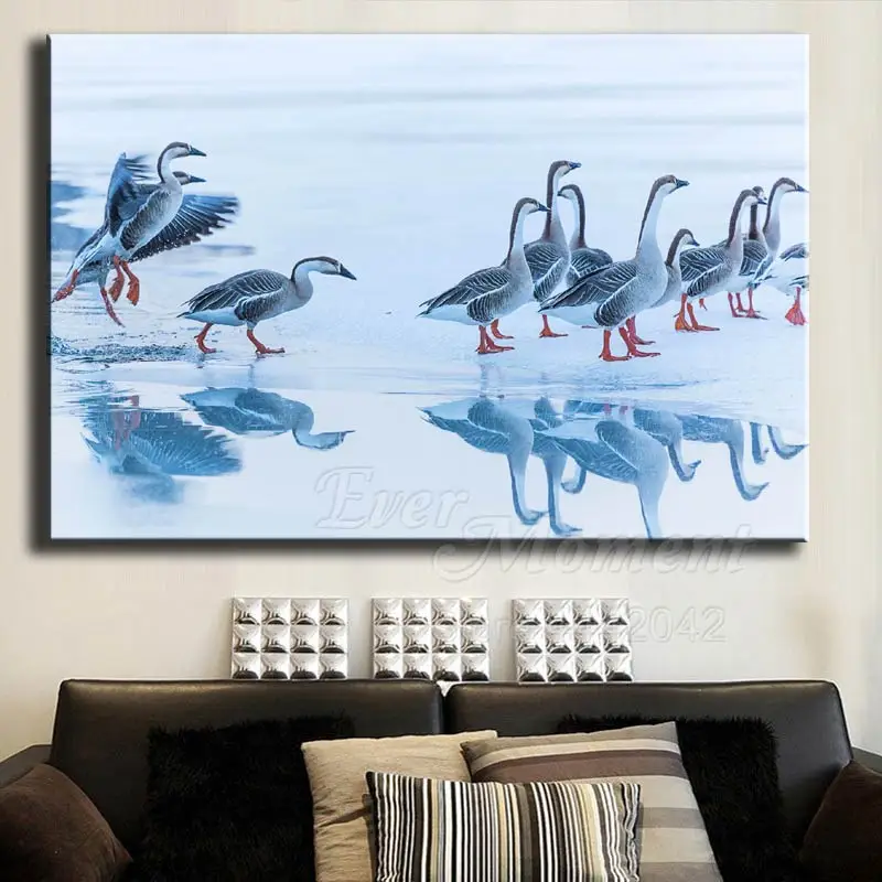Когда-нибудь момент алмазов картина 5D DIY утки вода отражение Искусство животных