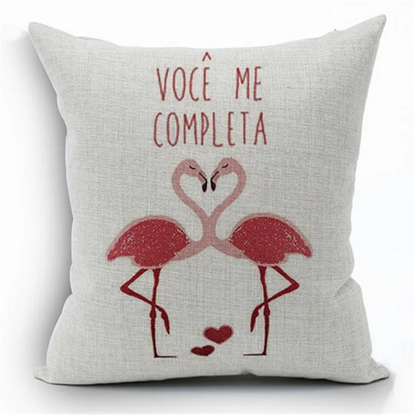 2017 Roman Cotton Linen Pillow Cover Chair Seat Waist Square Decorative Flamingo Pattern Pillowcase Home Cushion Living 45*45cm | Дом и сад
