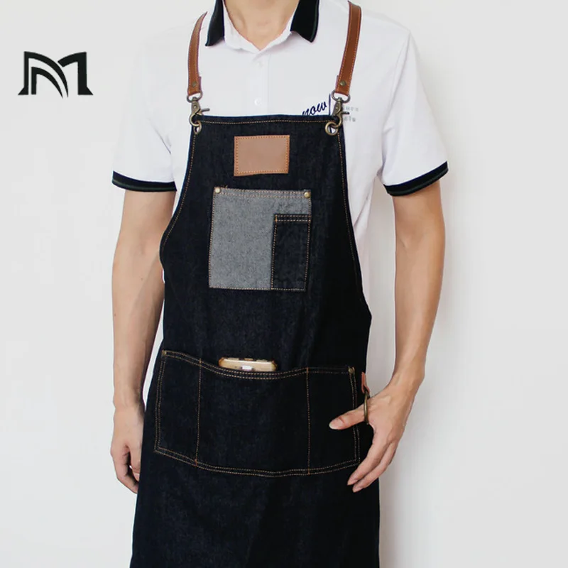 

Senior Barbers Aprons Hairdresser Protective equipment Beautician Clothes Denim cowboy Salon Wrap Hair Cutting Hairdressing
