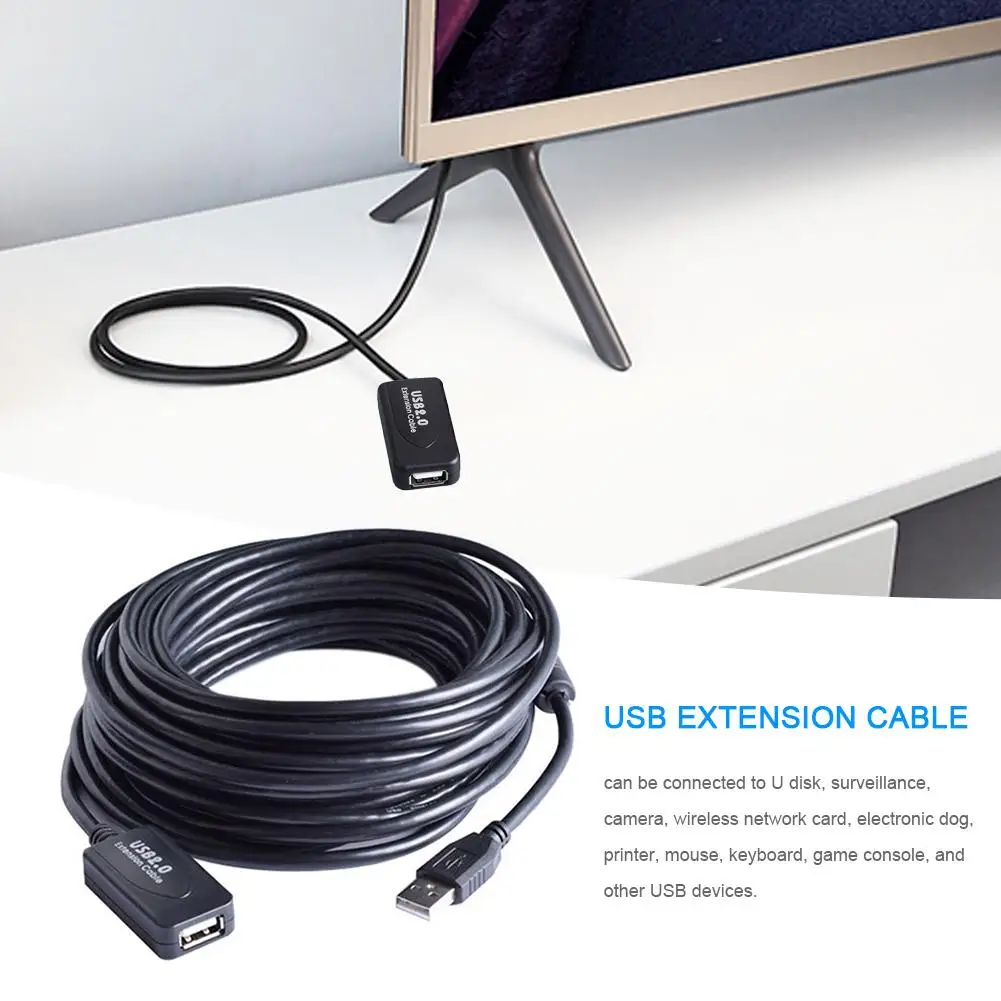 

USB 2,0 Удлинительный кабель 10 м USB папа-мама усилитель кабельного сигнала удлинитель принтера кабель