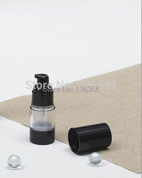 15ml airless pump bottle or lotion bottle or essence bottle, transparent body , black pump and lid /bottom Cosmetic Container