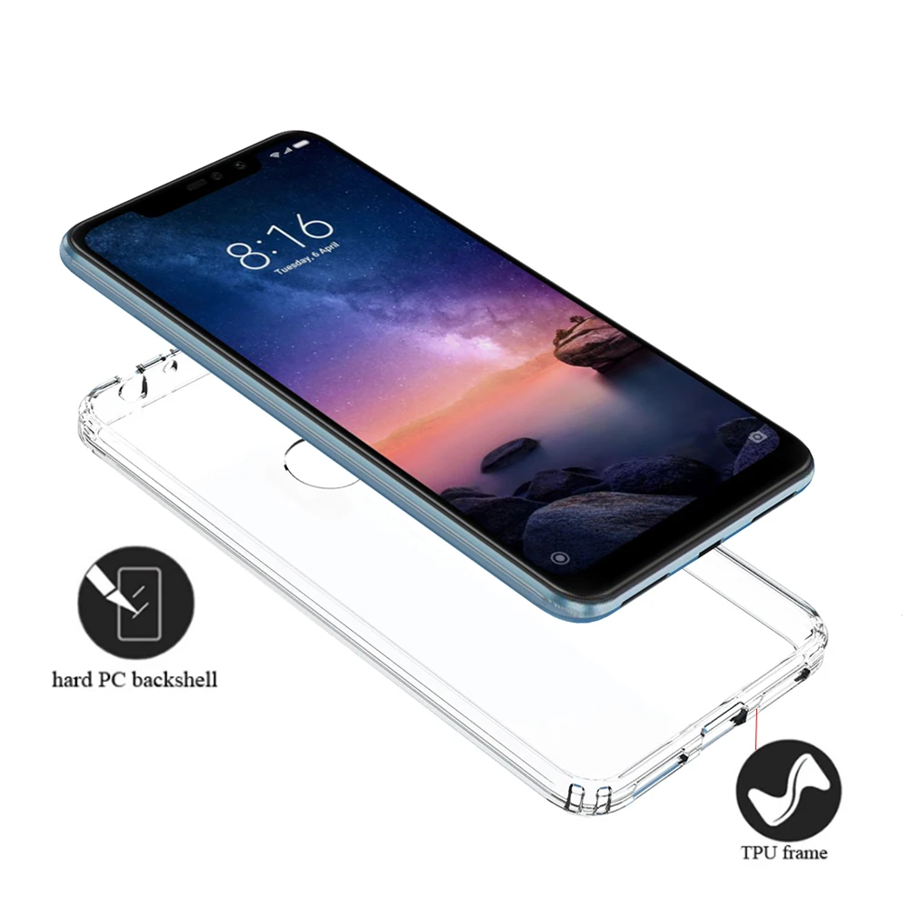 

for Xiaomi redmi note 6 Pro Case note6 note 5 5 Pro Cover Shock-resistant Crystal Transparent Hard Back Slim Phone Cover Clear
