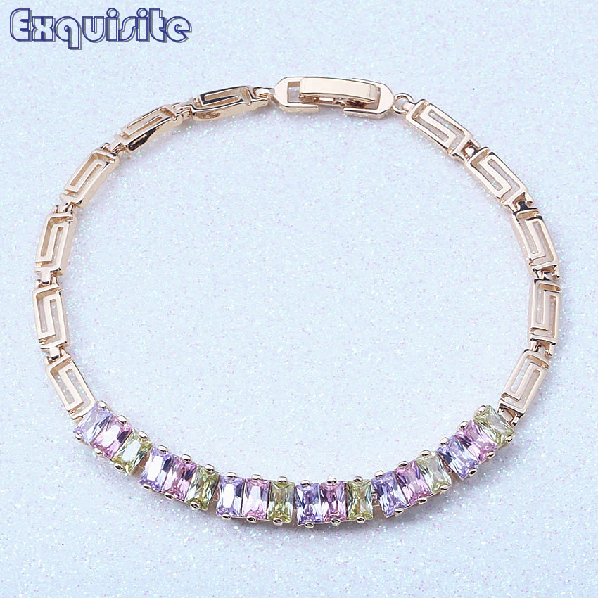 Изящные разноцветные Шарм браслеты из фианита желтого золота женские и с