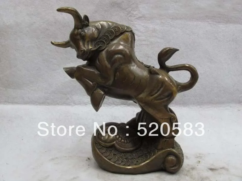 Китайская Классическая Бронзовая медная домашняя статуя быка фэн-шуй | Дом и сад