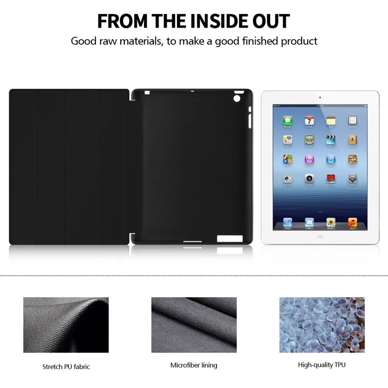 Роскошный чехол для Apple iPad 2/3/4 9 7 &quotКожаный Тройной бумажник Folio Holder Wake Up Чехол 2 3 4