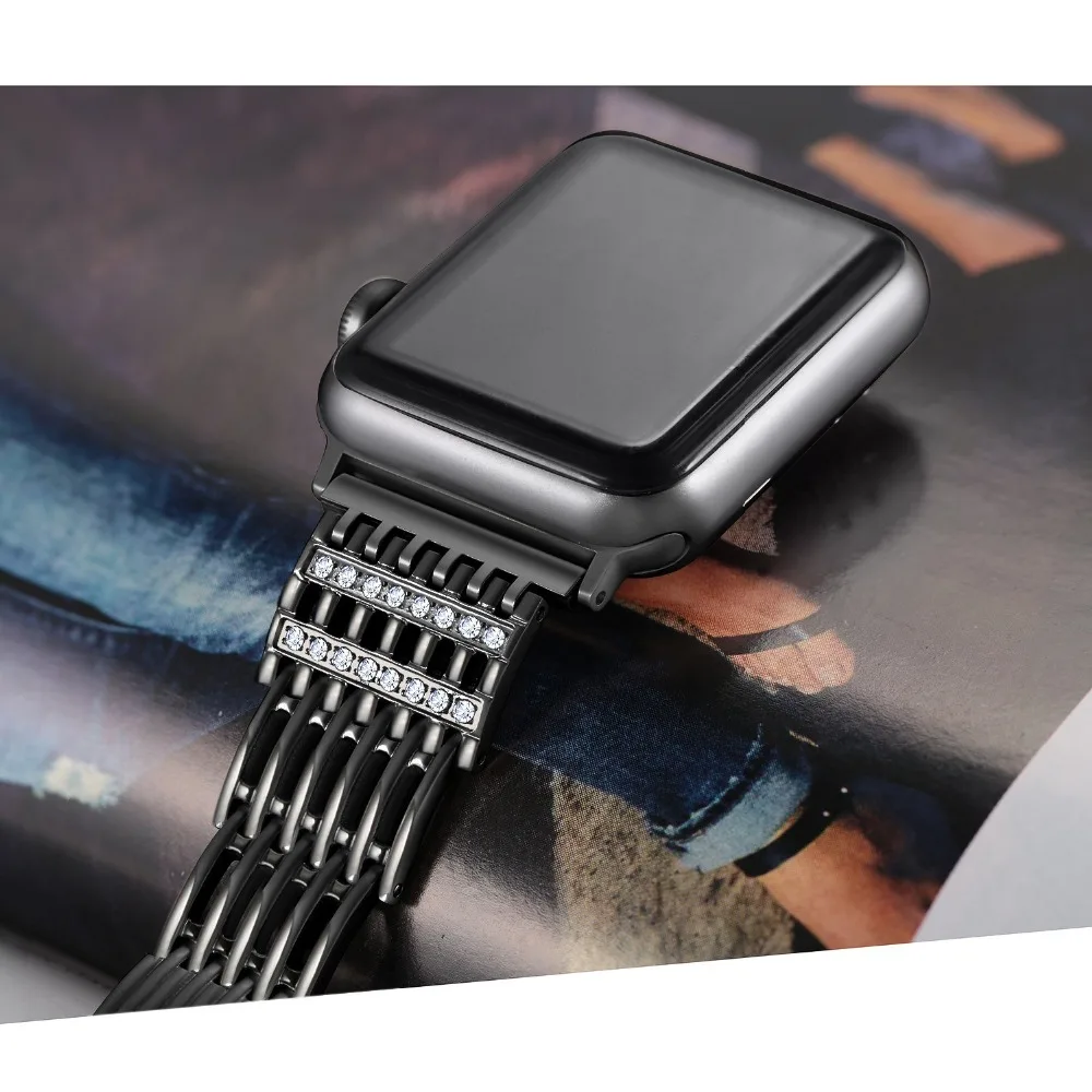 Joyozy для Apple Watch Band 38 мм 42 мм алмазный обруч для Apple Watch series 4 3 2 1 браслет для iwatch ремешок из нержавеющей стали