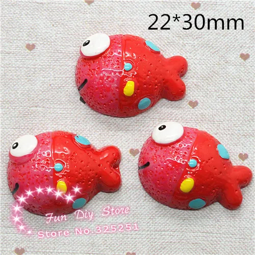 

wholesale 50pcs red flatback fish Resin Flat back Cabochons for Phone Decoration DIY