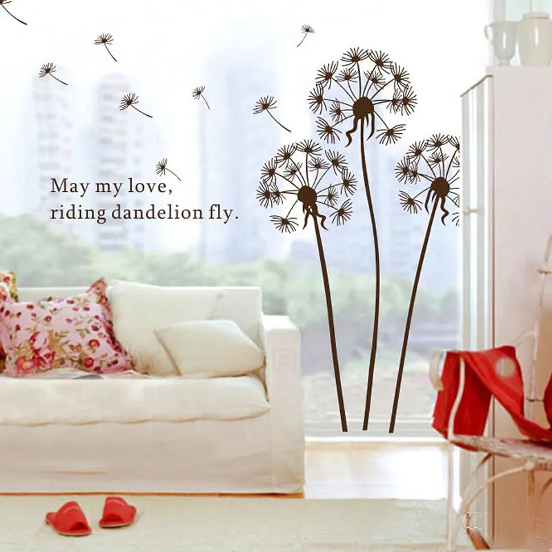 DIY Летающий Одуванчик цветок бабочка настенные наклейки гостиная спальня стены