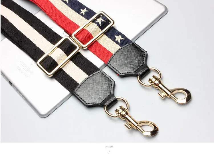 Новинка 2019 Сменный ремень в полоску со звездами из нейлона и спилка с отделкой от