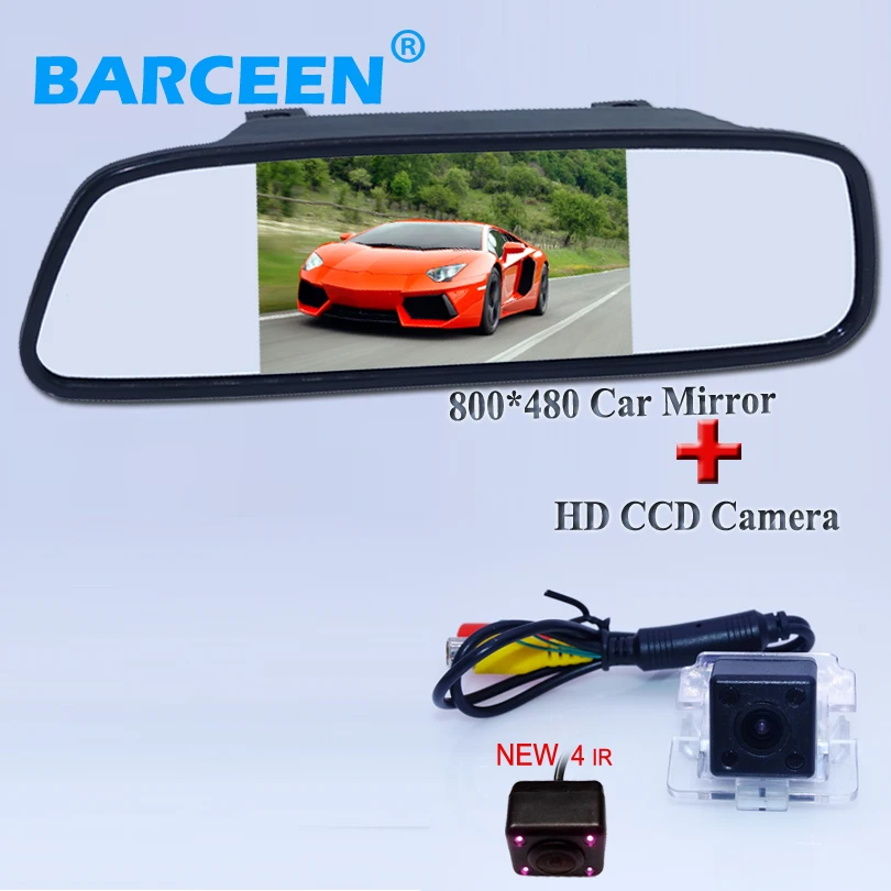 

Wire car reserve reversing camera 170 degree 4 ir +5" universal car use lcd car parking mirror use for Mitsubishi Outlander