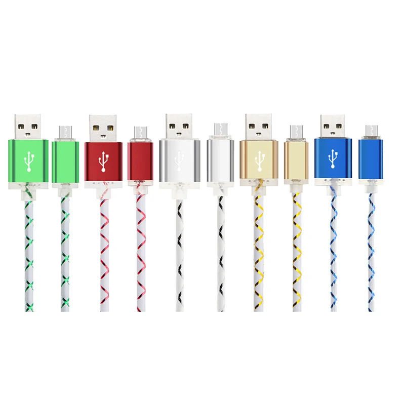 Overfly 1 м Micro USB кабель для Sumsang Xiaomi цветной волоконно-оптический передачи данных