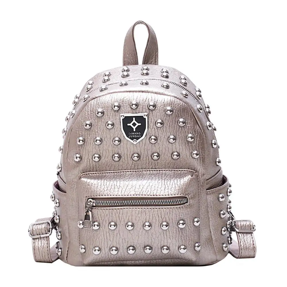 Studded versatile backpack fashion women's bag new casual backpack solid color student bag travel backpack Dropship Y612