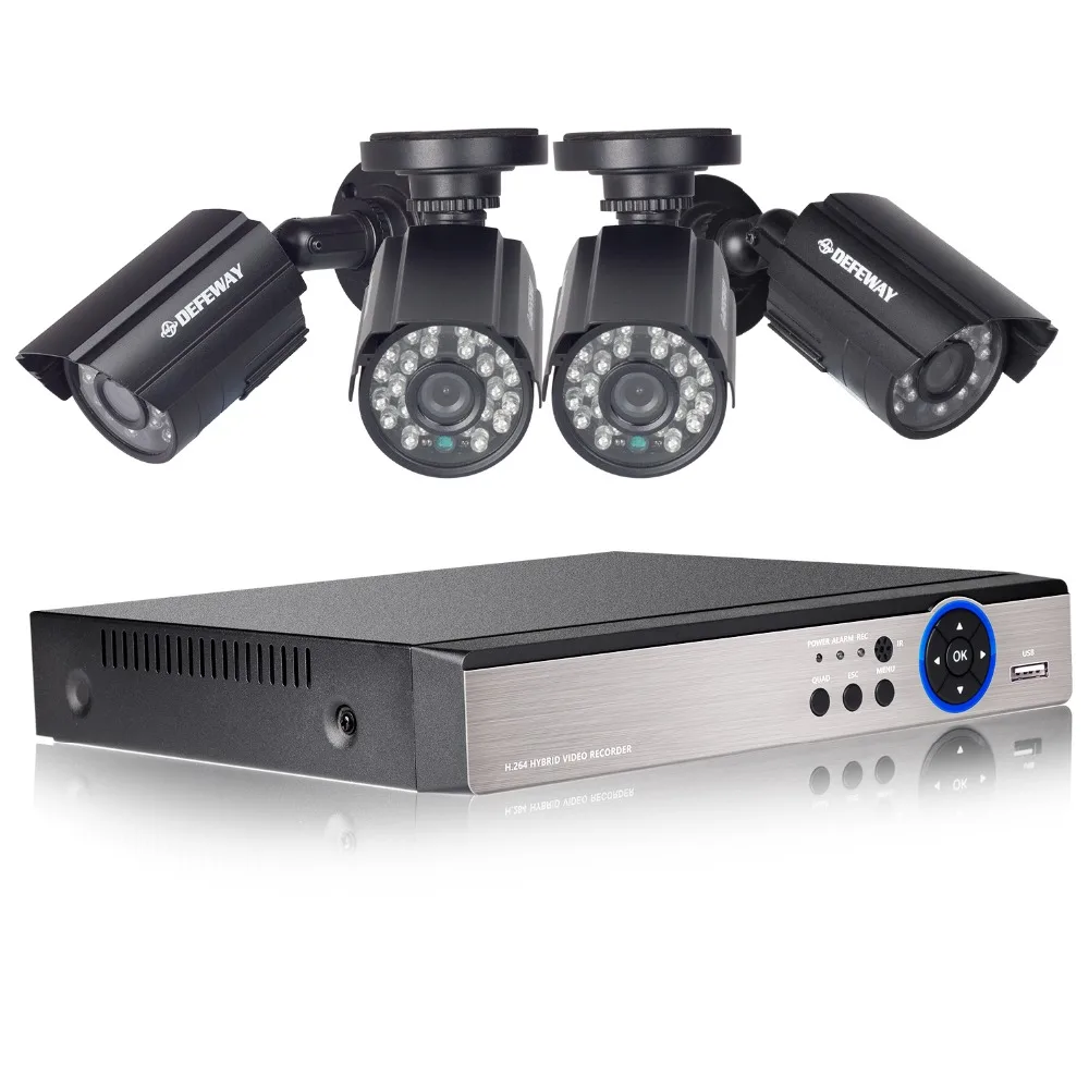 DEFEWAY HD 1080N 4 канала системы видеонаблюдения DVR комплект шт. 1200TVL домашней