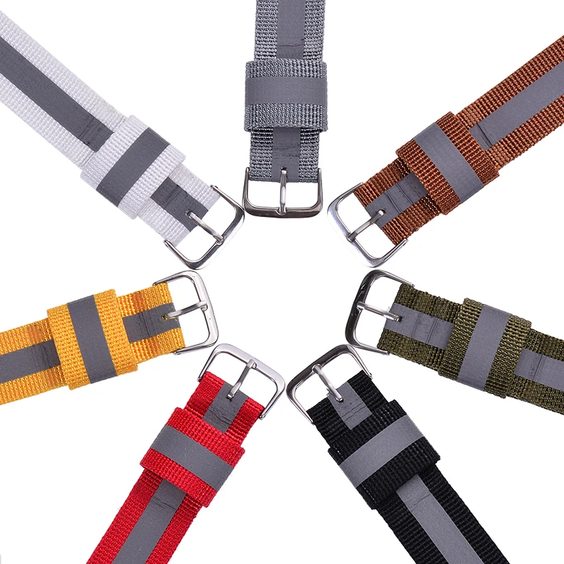 Reflective Nylon Strap Nato Strap Fabric Nylon Watchband Buckle Belt for 007 James Bond Watch Bands Colorful Rainbow