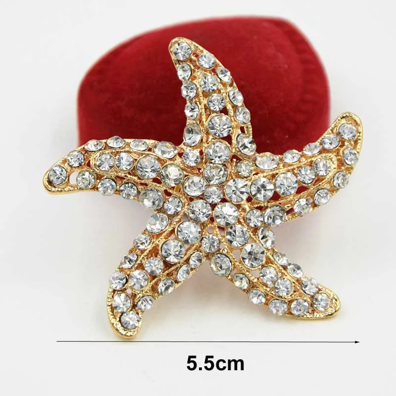 Vintage Fashion Very Cute Crystal Starfish Brooch Lovely Wedding Bridal Bouquet Pins Factory Cheap Price |