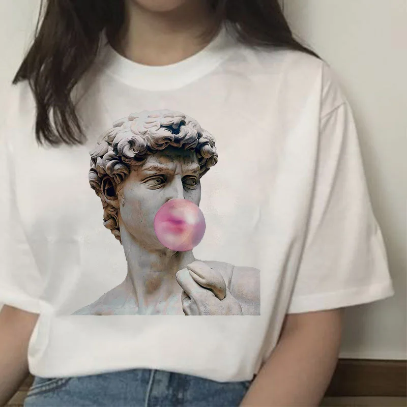 Michelangelo Давид ulzzang harajuku футболка женская футболка с принтом летняя Эстетическая женская футболка с графическими ручками 90s верхняя одежда - Цвет: 5436