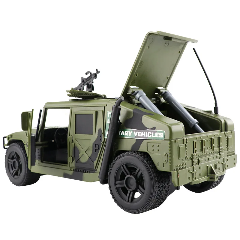 1:16 имитация инерционного военного бронированного автомобиля, пластиковая модель автомобиля, мигающая музыкальная литая под давлением детская игрушка