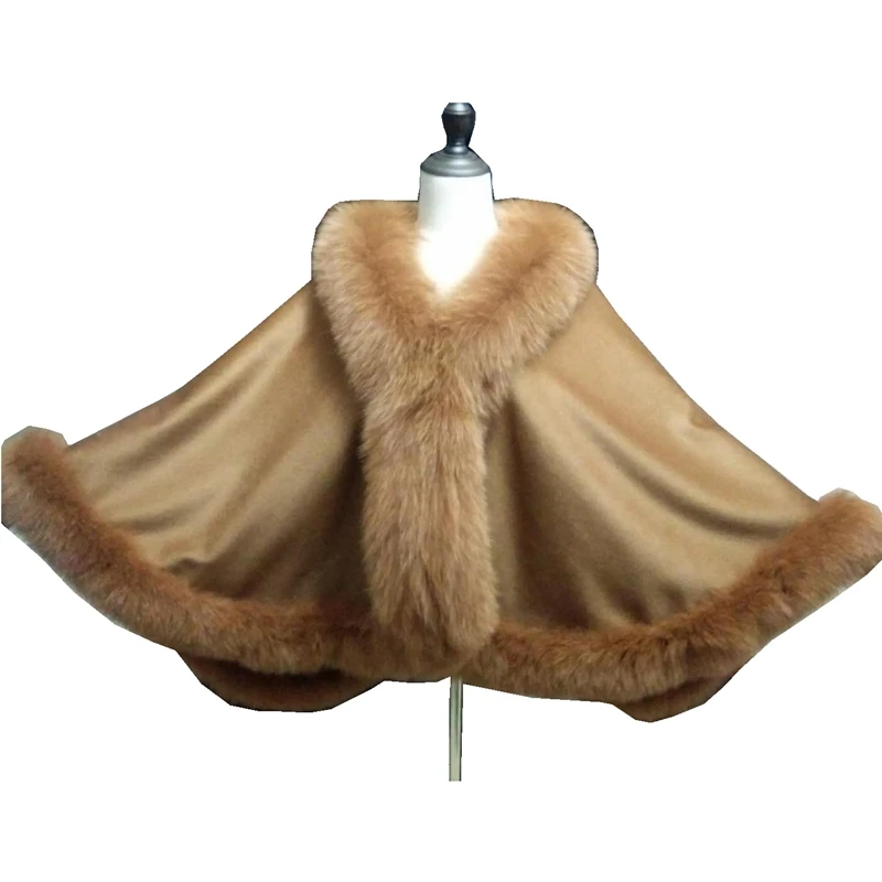 Свадебные шали из натурального кашемира с лисьим мехом женские меховые на осень