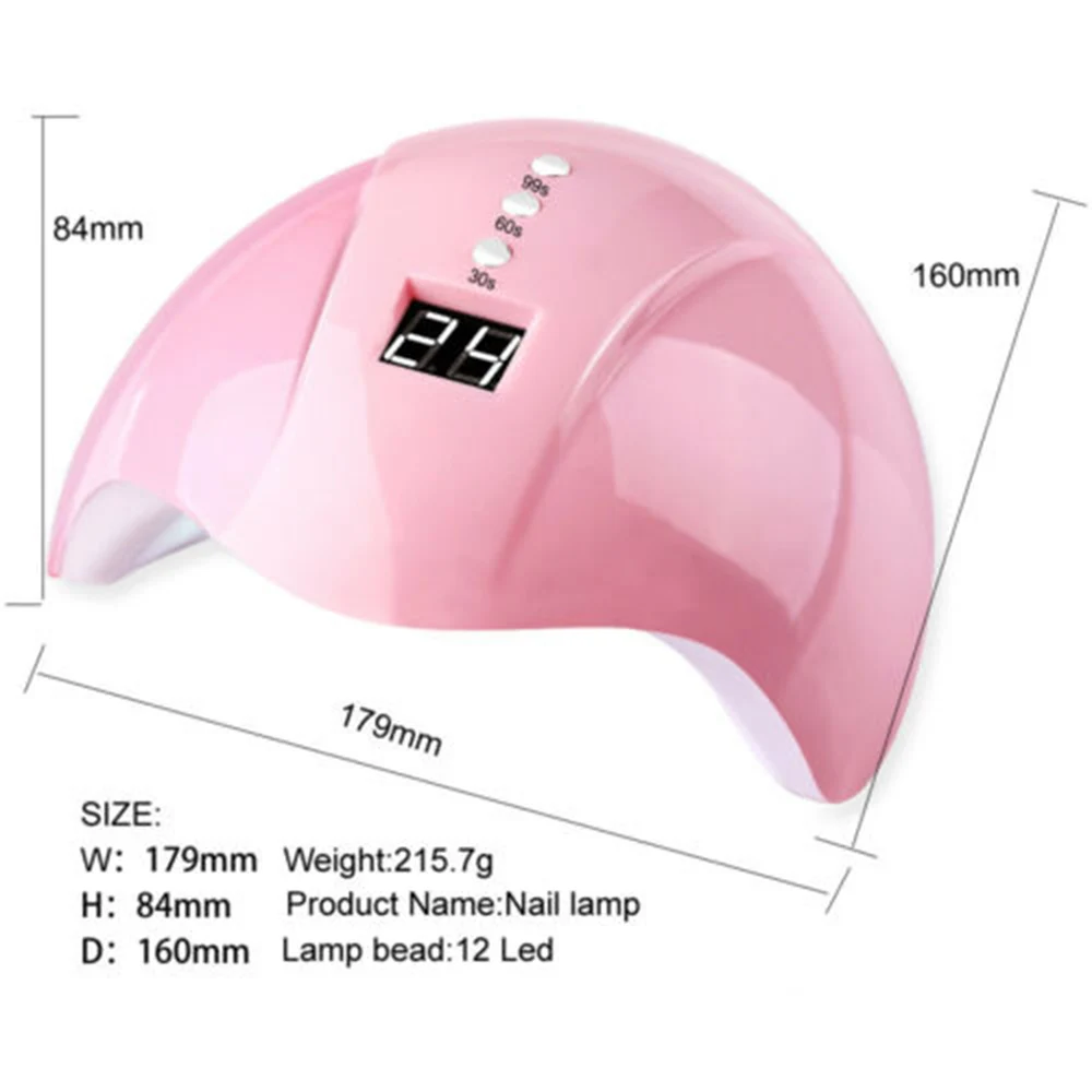 36W Nail Art UV Gel Dryer USB Charge Lamp 12 Led Light For With Timer Smart Touch Button | Красота и здоровье