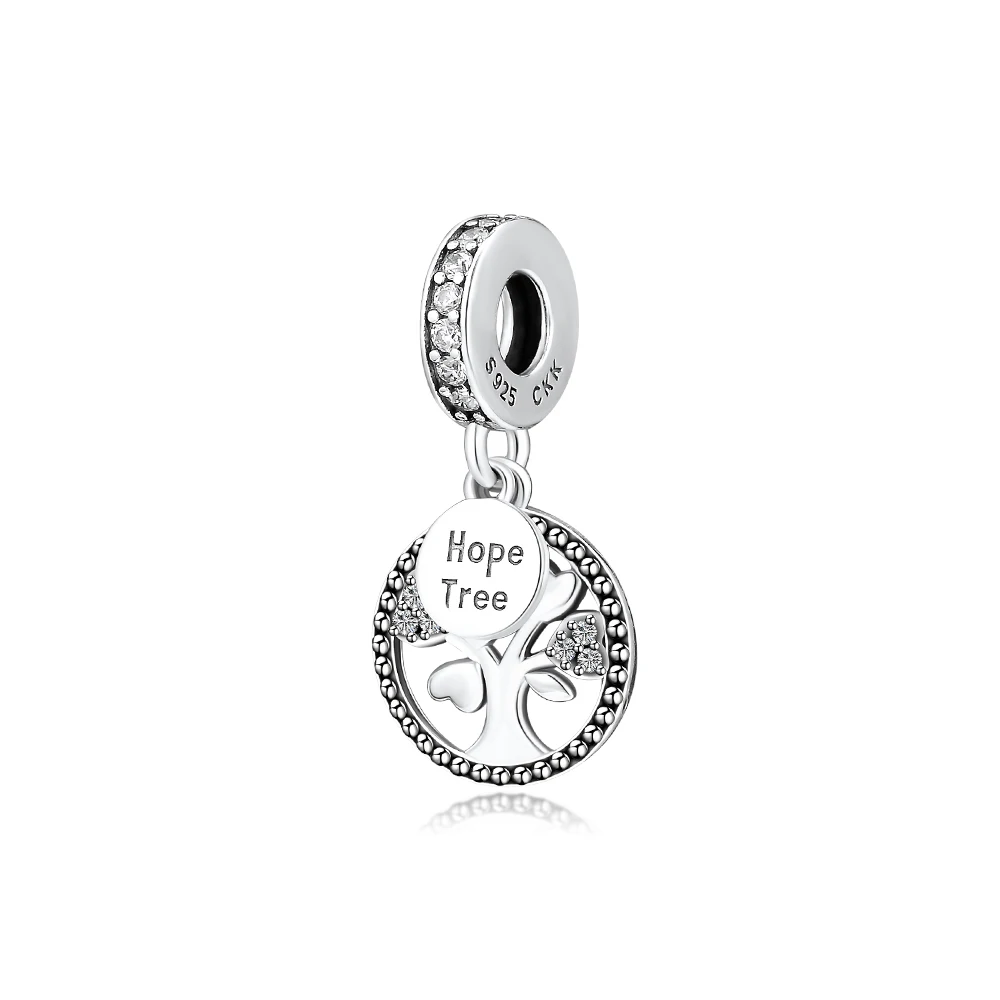 Амулеты подходят для браслетов Pandora Hope Tree Bead 100% 925 оригинальные ювелирные изделия