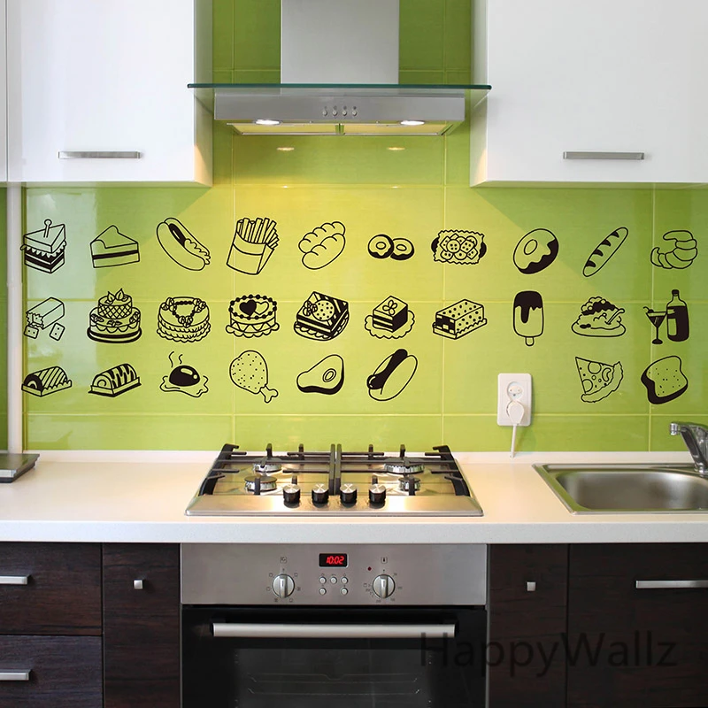 

Kitchen Wall Sticker Food Drink Wall Decal DIY Decorative Kitchen Wall Stickers Removable Easy Wall Art M8