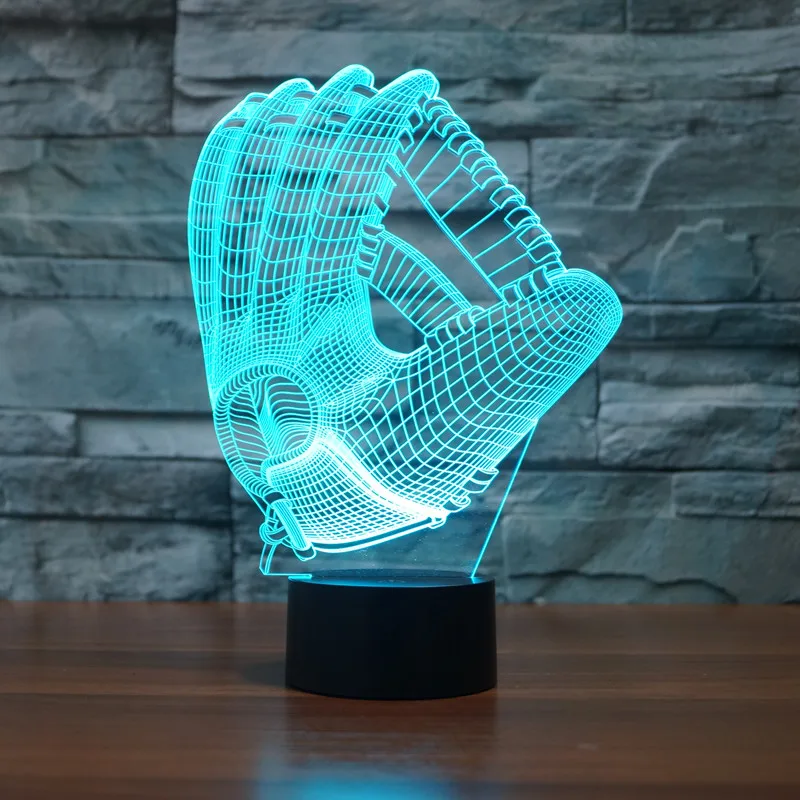 Настольные лампы Chrismas бейсбольные перчатки ночник 3D LED акриловый цветной