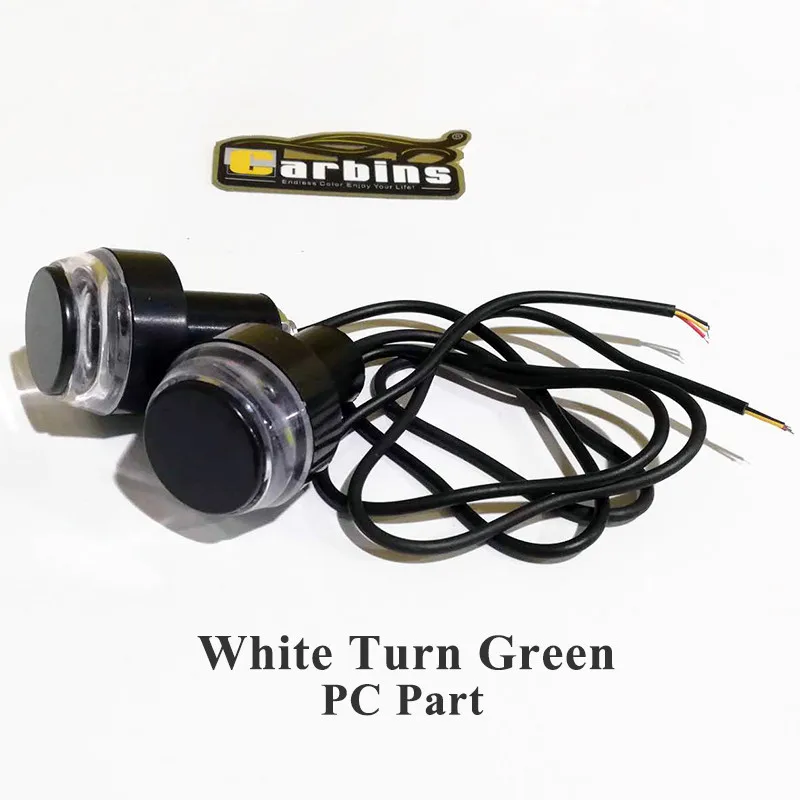 PC White Turn Green CARBINS светодиодный 2PC мотоциклов светильник светодиодный поворотник светильник цвет: желтый, белый красный руль светодиодный заглушка для рукоятки Авто Боковой габаритный фонарь - Цвет: PC White Turn Green