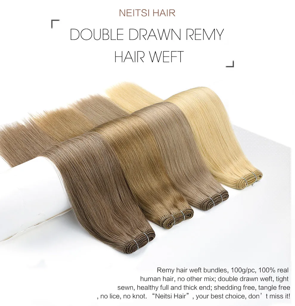 Neitsi прямые сложенные пополам волосы Remy человеческие волосы плетение для наращивания Balayage 2" 50 см 100 г/шт. Омбре прядь натуральных волос пучки