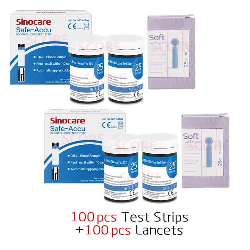 100pcs Test Strips Безопасный Accu 50/100/200 шт тест-полоски для определения уровня глюкозы в крови подходит для безопасного Accu с скарификатор; сахар в крови обнаружения прибор для контроля уровня сахара в крови - Цвет: 100pcs Test Strips