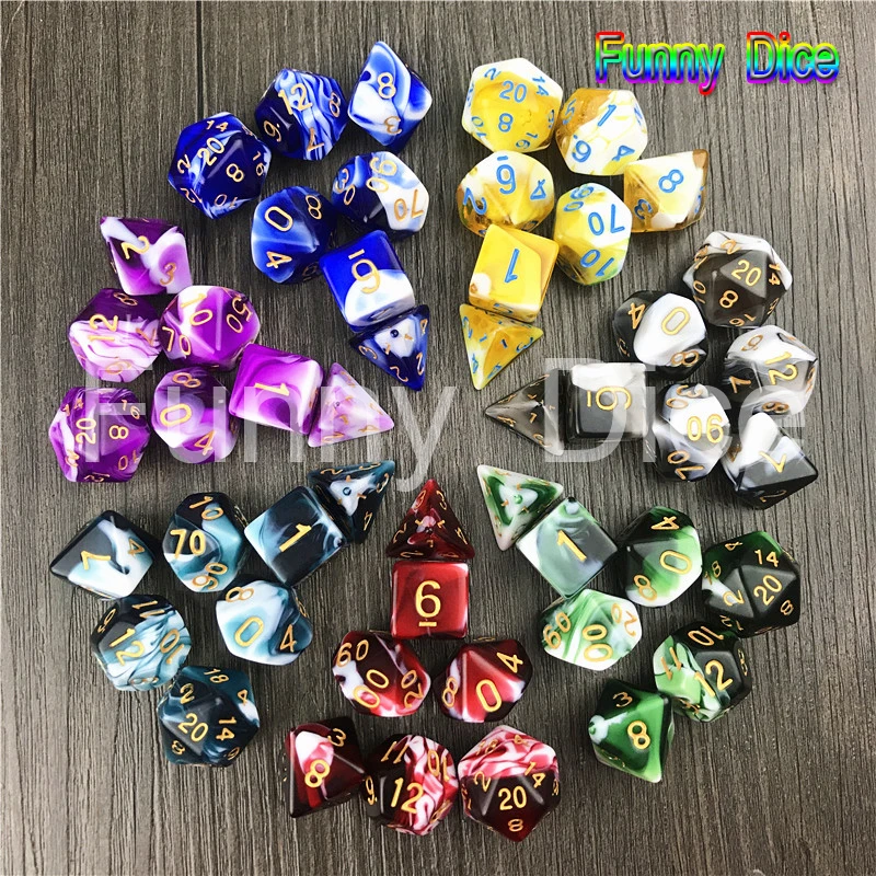 Лучшая цена для Rpg подземелье и драконы, 7 шт кубиков набор D4 D6 D8 D10 D12 D20 как аксессуары для настольной игры, для игры в игры