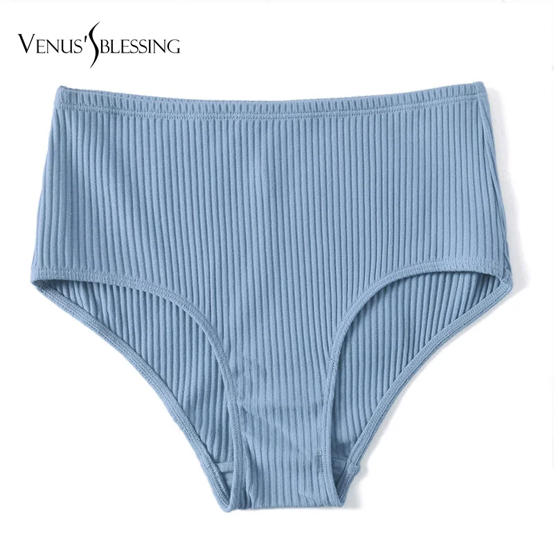 VENUS'S blession, новая мода, женские трусы с высокой талией из чистого хлопка, трусы для девушек, нижнее белье, сексуальное женское нижнее белье, трусы - Цвет: Небесно-голубой