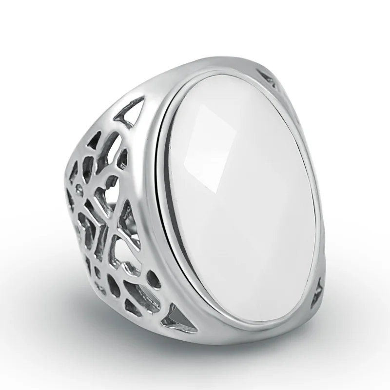 Топ моды Нержавеющая сталь имитационный поделочный камень кольца для Для женщин