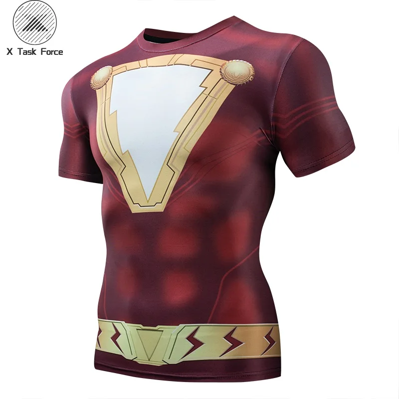 Shazam/мужские футболки с 3D принтом компрессионные рубашки рукавом реглан новинка