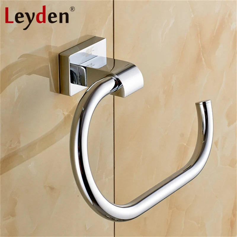 

Leyden Towel Ring Golden/ Chrome Finished Square Wall Mounted Brass Copper Modern Towel Bar Towel Holder Bathroom Accessories