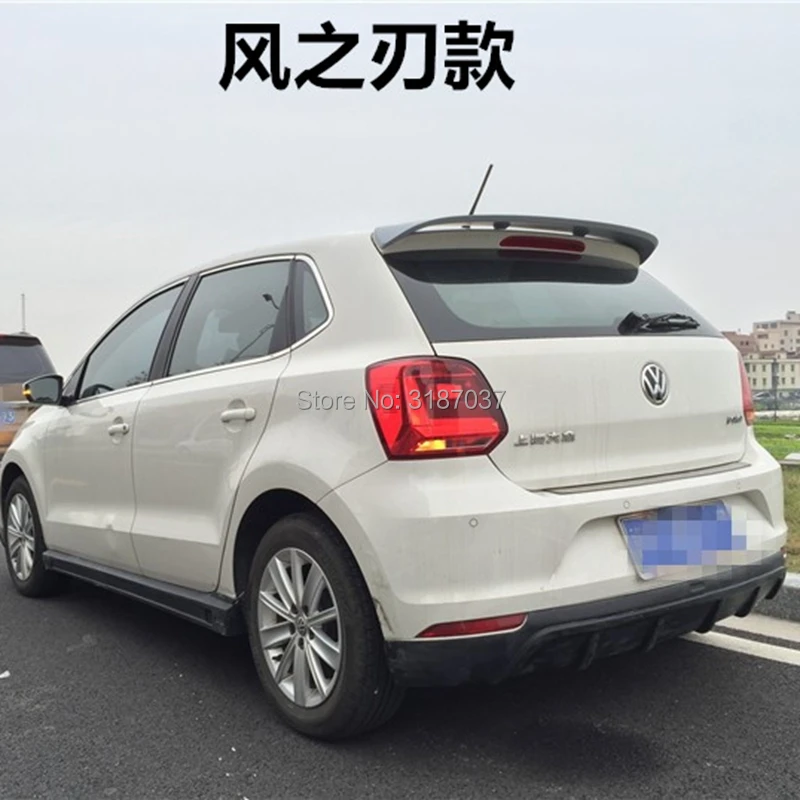Для Volkswagen Polo спойлер 2011- АБС-пластик Неокрашенный задний спойлер на крыло, крышу багажника для губ крышка багажника для автомобиля