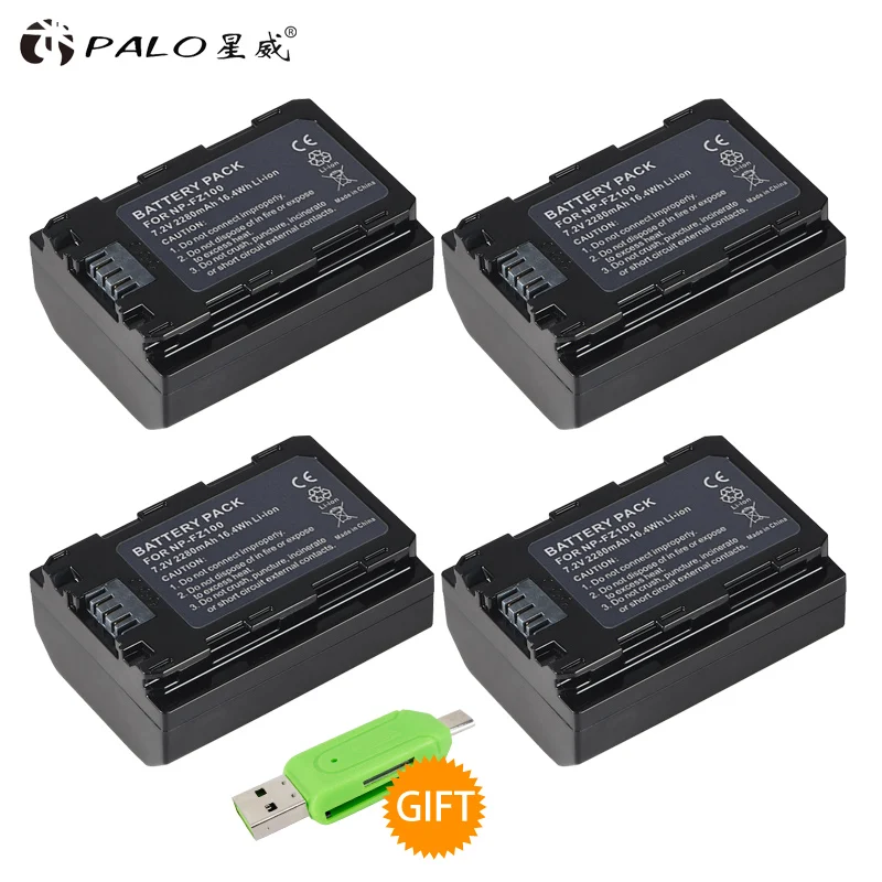 4PCS NP-FZ100 Batt PALO 2280mAh NP-FZ100 аккумулятор NP FZ100 для камеры sony NP-FZ100, BC-QZ1 Alpha 9, A7RIII, ILCE-7RM3, A9, sony A9R sony Alpha 9S - Цвет: 4PCS NP-FZ100 Batt