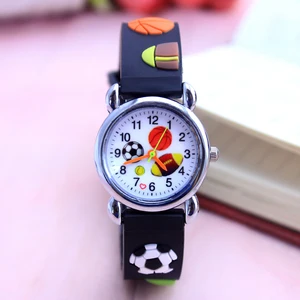 Прямая поставка, милые детские часы для баскетбола, футбола, регби, мультфильма, резиновые детские часы для девочек, Силиконовые кварцевые наручные часы для мальчиков